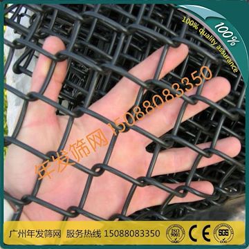 年发筛网厂家加工定做55*55mm孔包塑钢丝勾花网 菱形活络勾花网